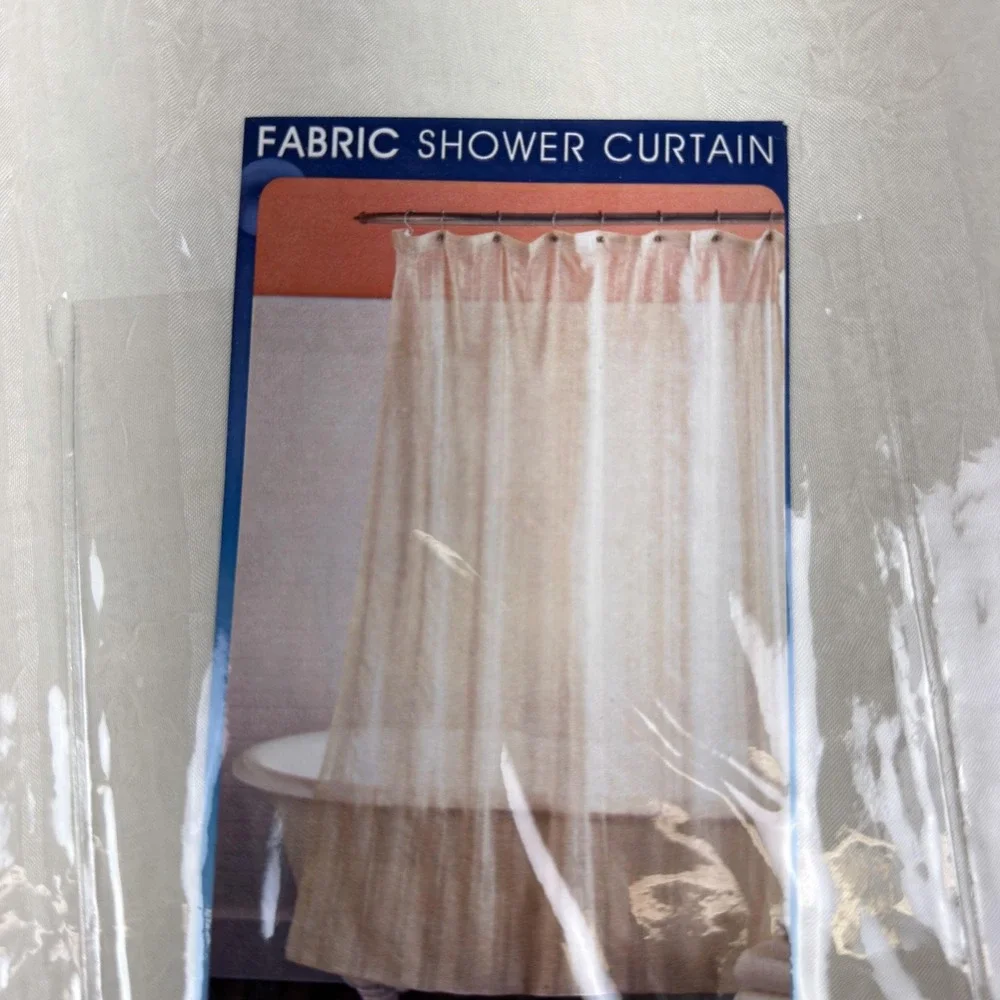 Maytex‎ Cream Crinkle Stripe Fabric Shower Curtain 70x72 White Bathroom Decor